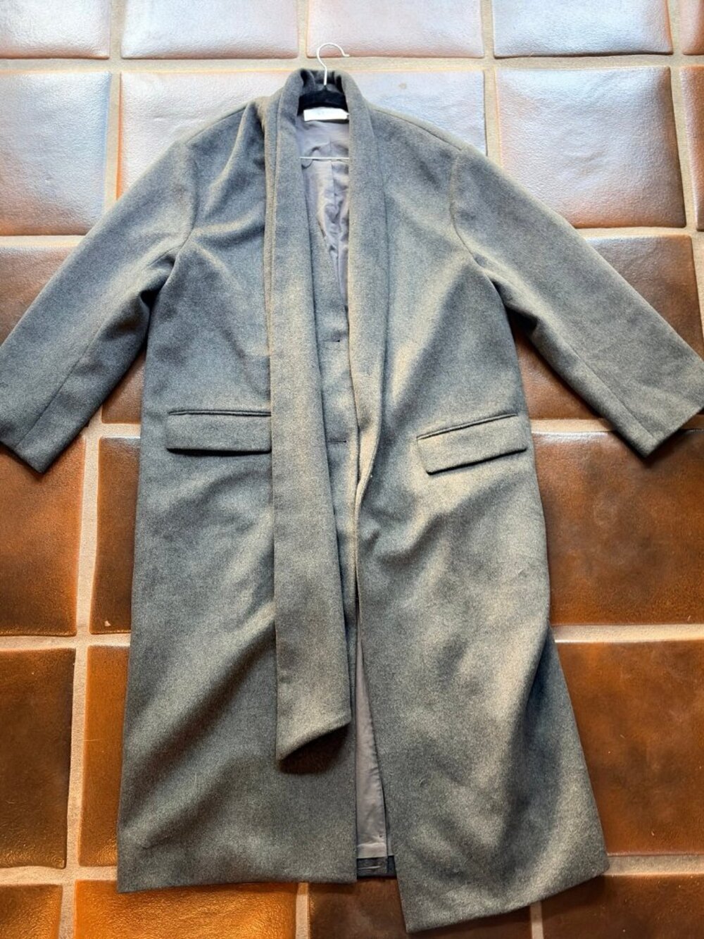 ASTR The Label Londyn Scarf Longline Coat - Charcoal - Size Small